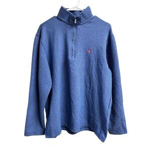 IZOD Men’s Blue Quarter Zip Pullover Sweatshirt Medium Cotton Blend